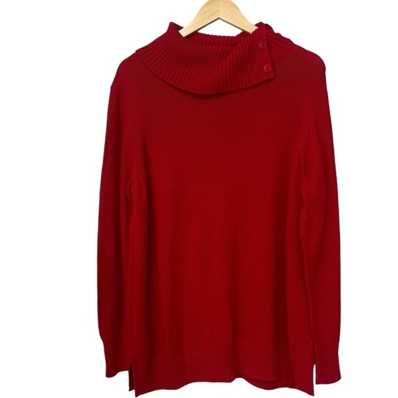 Talbots Red Pullover Sweater, Button Neck, XL - Picture 5 of 8